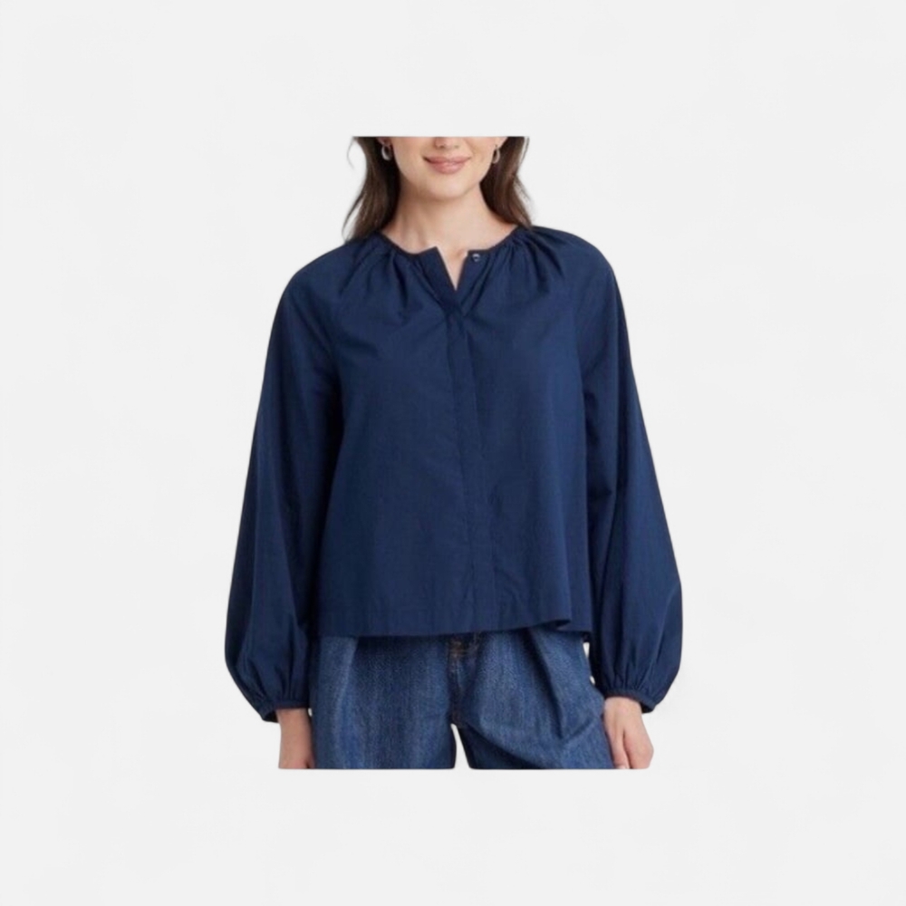 Universal Thread Balloon Sleeve Navy Blue Women's Top Size L